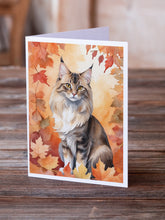 Load image into Gallery viewer, Oriental Longhair Cat in Fall Leaves Greeting Cards - Blank Note Cards – 8-Pack of Artist-Designed Cards with Envelopes