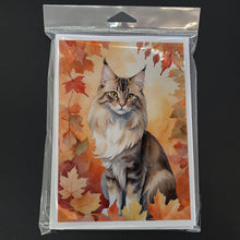 Load image into Gallery viewer, Oriental Longhair Cat in Fall Leaves Greeting Cards - Blank Note Cards – 8-Pack of Artist-Designed Cards with Envelopes