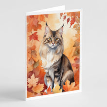 Load image into Gallery viewer, Oriental Longhair Cat in Fall Leaves Greeting Cards - Blank Note Cards – 8-Pack of Artist-Designed Cards with Envelopes