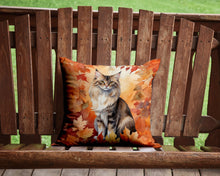Load image into Gallery viewer, Oriental Longhair Cat in Fall Leaves Throw Pillow - 14x14 Decorative Pillow – Art for Your Home &amp; Patio