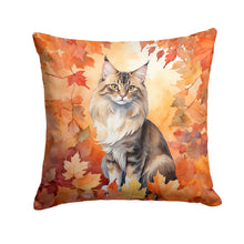 Load image into Gallery viewer, Oriental Longhair Cat in Fall Leaves Throw Pillow - 14x14 Decorative Pillow – Art for Your Home &amp; Patio
