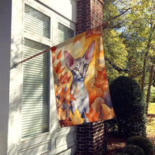 Load image into Gallery viewer, Oriental Shorthair Cat in Fall Leaves House Flag
