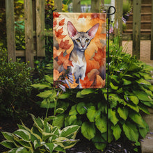 Load image into Gallery viewer, Oriental Shorthair Fall Garden Flag - Cat in Fall Leaves - Cat-Themed Seasonal Yard Decor