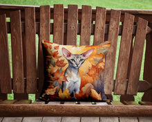 Load image into Gallery viewer, Oriental Shorthair Cat in Fall Leaves Throw Pillow - 14x14 Decorative Pillow – Art for Your Home &amp; Patio