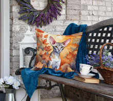 Load image into Gallery viewer, Oriental Shorthair Cat in Fall Leaves Throw Pillow