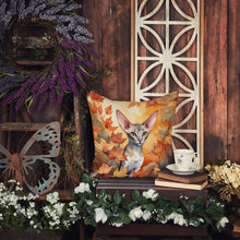 Load image into Gallery viewer, Oriental Shorthair Cat in Fall Leaves Throw Pillow