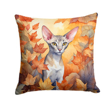 Load image into Gallery viewer, Oriental Shorthair Cat in Fall Leaves Throw Pillow