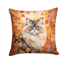 Load image into Gallery viewer, Persian Cat in Fall Leaves Throw Pillow - 14x14 Decorative Pillow – Art for Your Home &amp; Patio