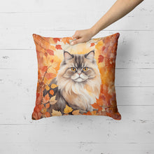 Load image into Gallery viewer, Persian Cat in Fall Leaves Throw Pillow