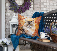 Load image into Gallery viewer, Persian Cat in Fall Leaves Throw Pillow