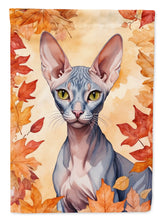 Load image into Gallery viewer, Peterbald Fall Garden Flag - Cat in Fall Leaves - Cat-Themed Seasonal Yard Decor