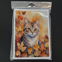 Load image into Gallery viewer, Raas Cat in Fall Leaves Greeting Cards - Blank Note Cards – 8-Pack of Artist-Designed Cards with Envelopes