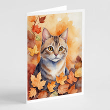 Load image into Gallery viewer, Raas Cat in Fall Leaves Greeting Cards - Blank Note Cards – 8-Pack of Artist-Designed Cards with Envelopes