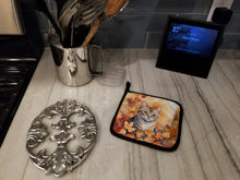 Load image into Gallery viewer, Raas Cat in Fall Leaves Pot Holders - Set of 2 Decorative Kitchen Helpers | Made in the USA