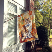 Load image into Gallery viewer, Ragamuffin Cat in Fall Leaves House Flag