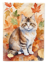 Load image into Gallery viewer, Ragamuffin Fall Garden Flag - Cat in Fall Leaves - Cat-Themed Seasonal Yard Decor