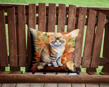 Load image into Gallery viewer, Ragamuffin Cat in Fall Leaves Throw Pillow - 14x14 Decorative Pillow – Art for Your Home &amp; Patio