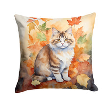 Load image into Gallery viewer, Ragamuffin Cat in Fall Leaves Throw Pillow - 14x14 Decorative Pillow – Art for Your Home &amp; Patio
