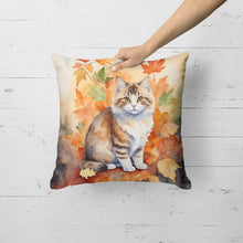 Load image into Gallery viewer, Ragamuffin Cat in Fall Leaves Throw Pillow