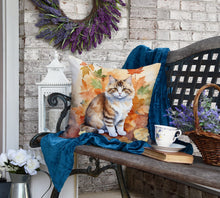 Load image into Gallery viewer, Ragamuffin Cat in Fall Leaves Throw Pillow