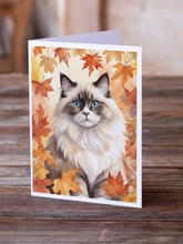 Load image into Gallery viewer, Ragdoll Cat in Fall Leaves Greeting Cards - Blank Note Cards – 8-Pack of Artist-Designed Cards with Envelopes