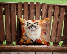 Load image into Gallery viewer, Ragdoll Cat in Fall Leaves Throw Pillow - 14x14 Decorative Pillow – Art for Your Home &amp; Patio