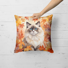 Load image into Gallery viewer, Ragdoll Cat in Fall Leaves Throw Pillow
