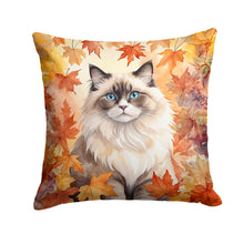 Load image into Gallery viewer, Ragdoll Cat in Fall Leaves Throw Pillow