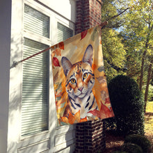 Load image into Gallery viewer, Safari Cat in Fall Leaves House Flag