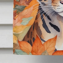 Load image into Gallery viewer, Safari Cat in Fall Leaves House Flag