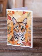 Load image into Gallery viewer, Safari Cat in Fall Leaves Greeting Cards - Blank Note Cards – 8-Pack of Artist-Designed Cards with Envelopes