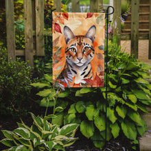 Load image into Gallery viewer, Safari Cat Fall Garden Flag - Cat in Fall Leaves - Cat-Themed Seasonal Yard Decor