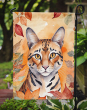 Load image into Gallery viewer, Safari Cat Fall Garden Flag - Cat in Fall Leaves - Cat-Themed Seasonal Yard Decor