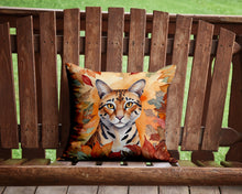 Load image into Gallery viewer, Safari Cat in Fall Leaves Throw Pillow - 14x14 Decorative Pillow – Art for Your Home &amp; Patio