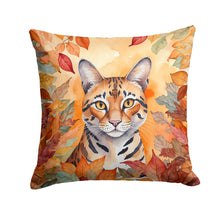 Load image into Gallery viewer, Safari Cat in Fall Leaves Throw Pillow - 14x14 Decorative Pillow – Art for Your Home &amp; Patio