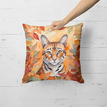 Load image into Gallery viewer, Safari Cat in Fall Leaves Throw Pillow
