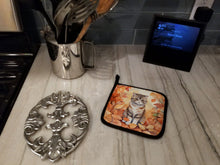 Load image into Gallery viewer, Scottish Fold Cat in Fall Leaves Pot Holders - Set of 2 Decorative Kitchen Helpers | Made in the USA