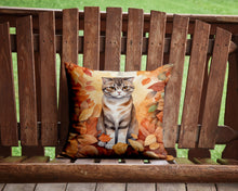 Load image into Gallery viewer, Scottish Fold Cat in Fall Leaves Throw Pillow - 14x14 Decorative Pillow – Art for Your Home &amp; Patio