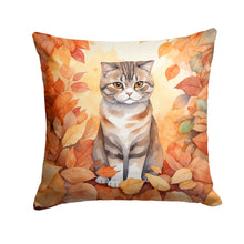 Load image into Gallery viewer, Scottish Fold Cat in Fall Leaves Throw Pillow - 14x14 Decorative Pillow – Art for Your Home &amp; Patio