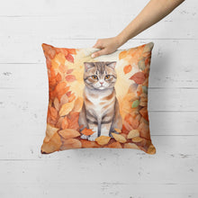 Load image into Gallery viewer, Scottish Fold Cat in Fall Leaves Throw Pillow