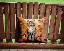 Load image into Gallery viewer, Selkirk Rex Cat in Fall Leaves Throw Pillow - 14x14 Decorative Pillow – Art for Your Home &amp; Patio