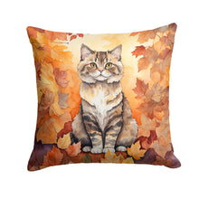 Load image into Gallery viewer, Selkirk Rex Cat in Fall Leaves Throw Pillow - 14x14 Decorative Pillow – Art for Your Home &amp; Patio