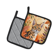 Load image into Gallery viewer, Serengeti Cat in Fall Leaves Pot Holders - Set of 2 Decorative Kitchen Helpers | Made in the USA