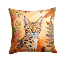 Load image into Gallery viewer, Serengeti Cat in Fall Leaves Throw Pillow - 14x14 Decorative Pillow – Art for Your Home &amp; Patio