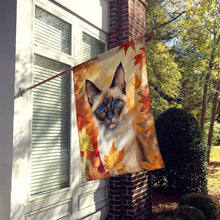 Load image into Gallery viewer, Siamese Cat in Fall Leaves House Flag