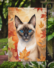 Load image into Gallery viewer, Siamese Fall Garden Flag - Cat in Fall Leaves - Cat-Themed Seasonal Yard Decor