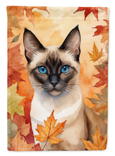 Load image into Gallery viewer, Siamese Fall Garden Flag - Cat in Fall Leaves - Cat-Themed Seasonal Yard Decor