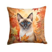 Load image into Gallery viewer, Siamese Cat in Fall Leaves Throw Pillow - 14x14 Decorative Pillow – Art for Your Home &amp; Patio