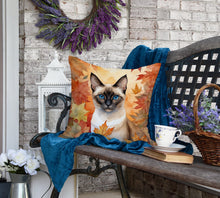Load image into Gallery viewer, Siamese Cat in Fall Leaves Throw Pillow