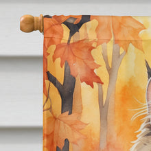 Load image into Gallery viewer, Siberian Cat in Fall Leaves House Flag
